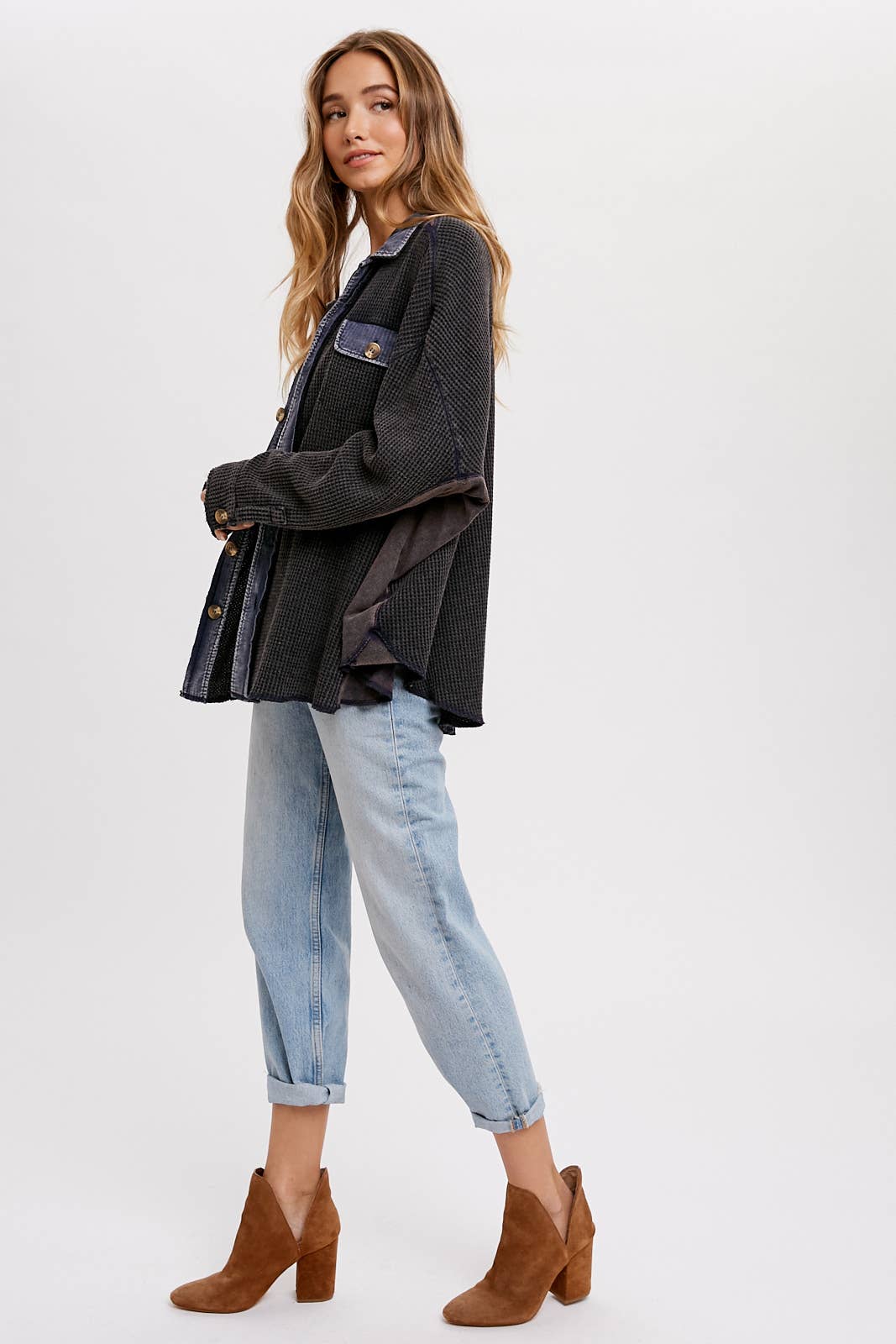 SLOUCHY WAFFLE KNIT JACKET