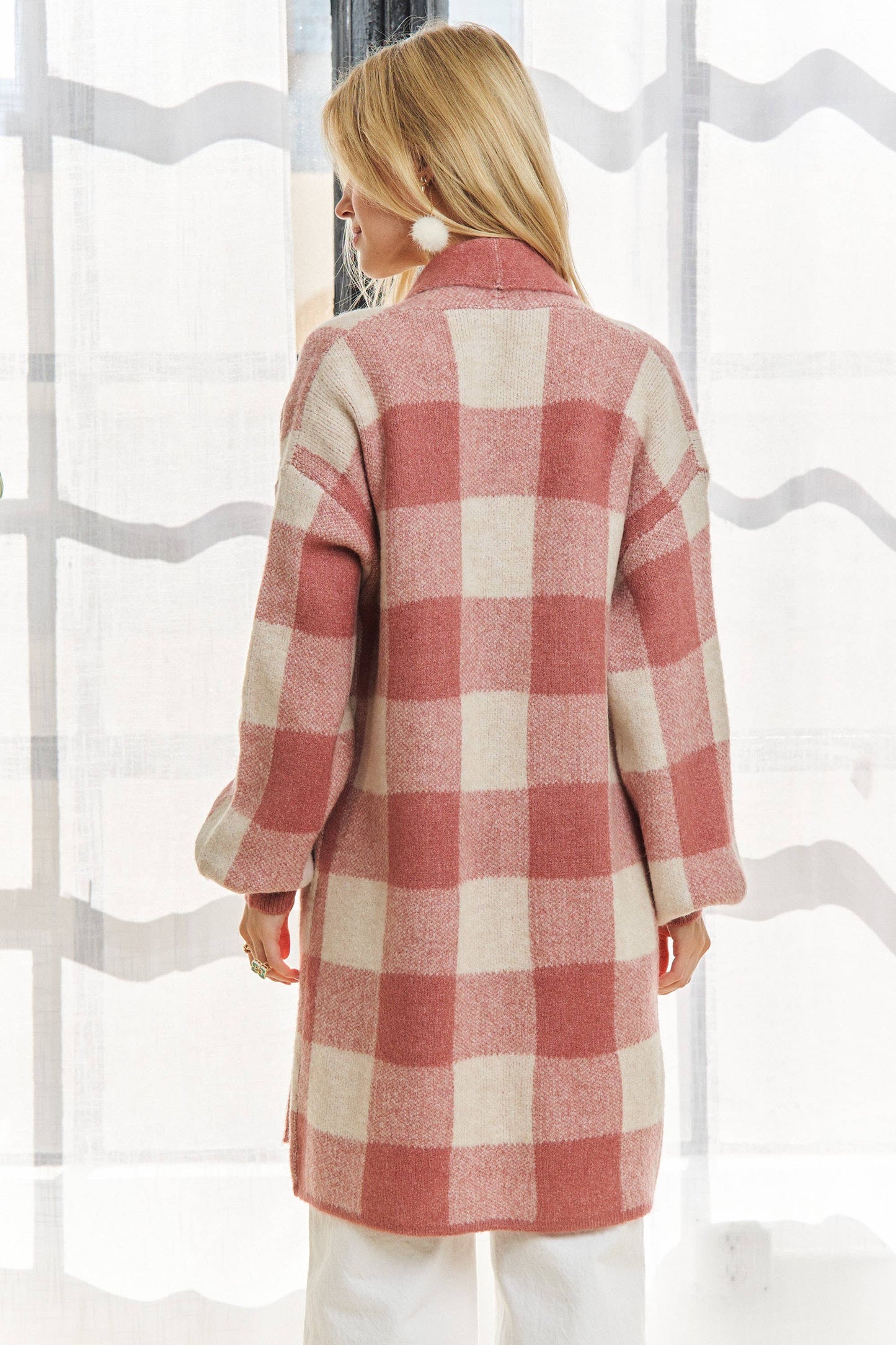 Checker Sweater Cardigan