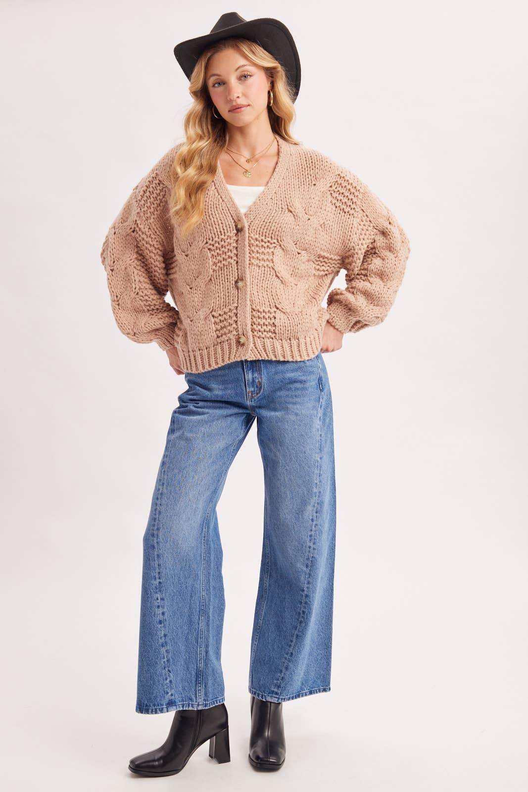 VINTAGE HIGH WAISTED SEAM FRONT WIDE LEG TROUSER DENIM JEANS