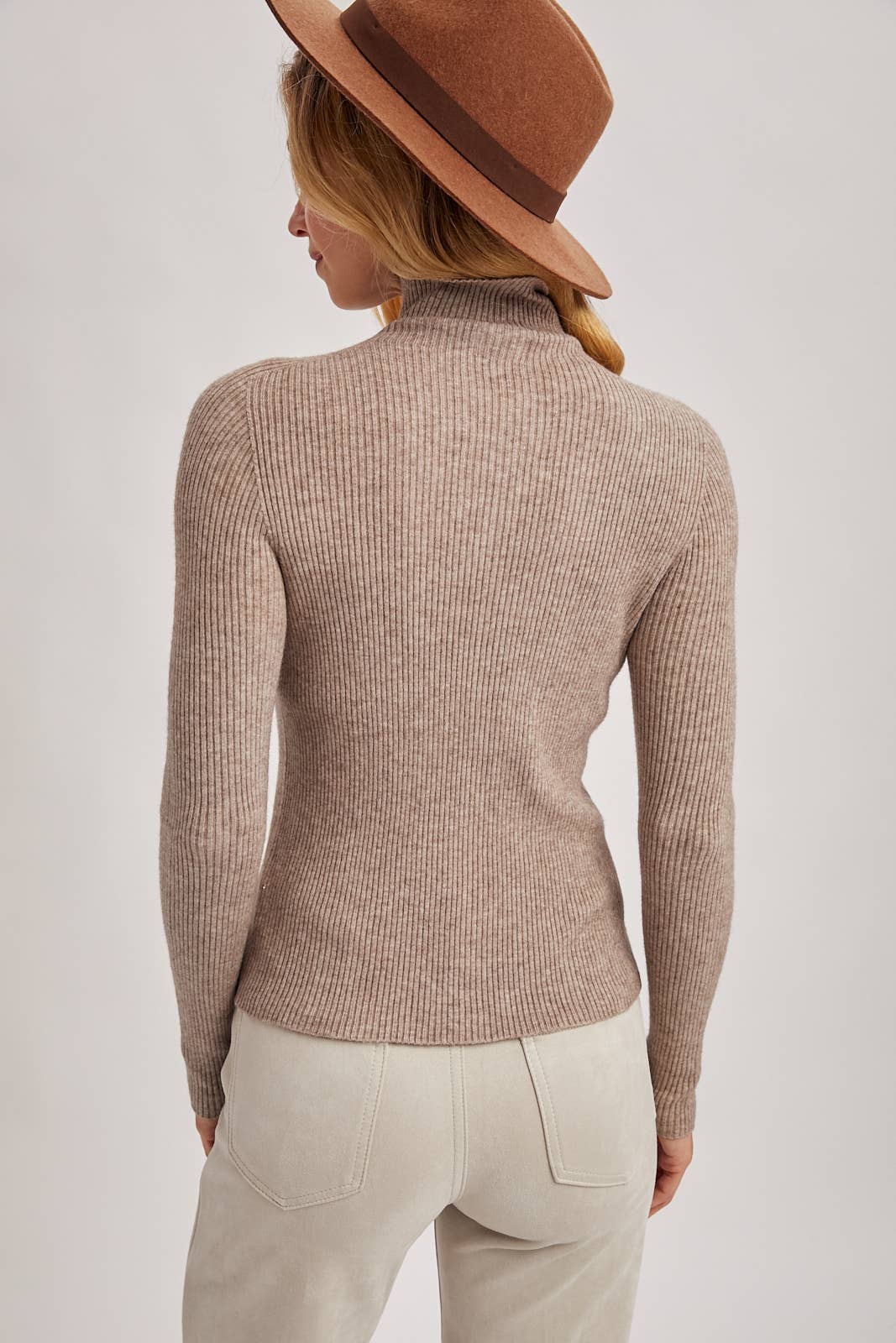 Mock Neck Ribbed Knit Top