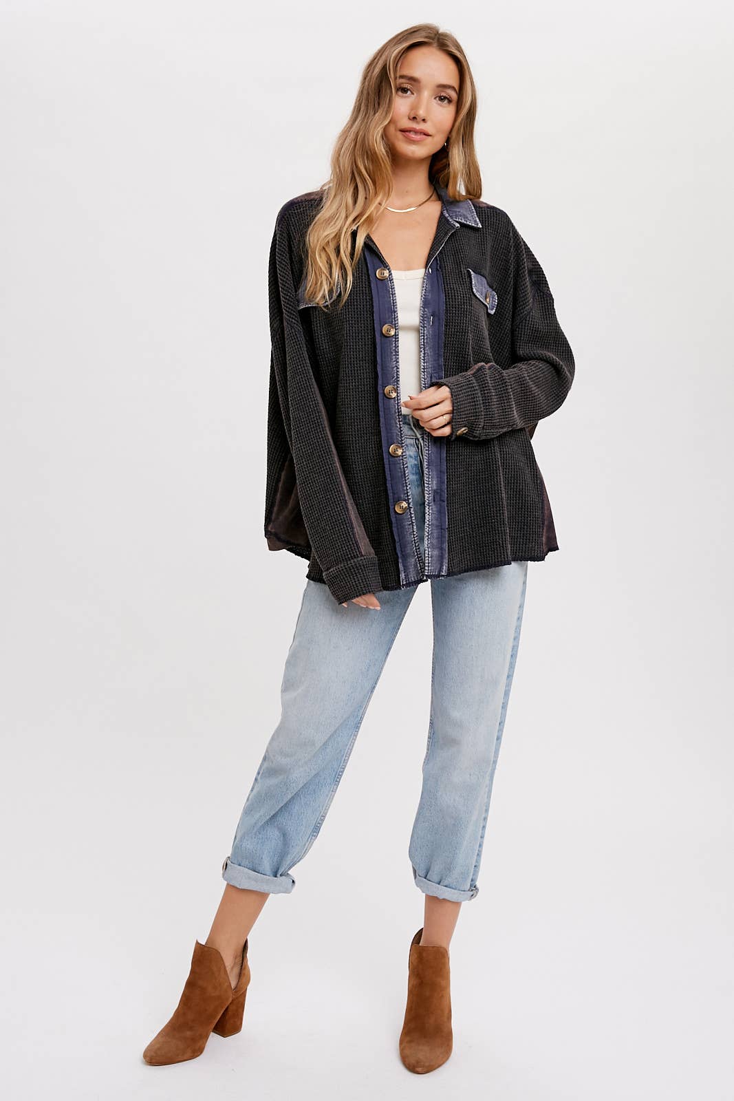 SLOUCHY WAFFLE KNIT JACKET