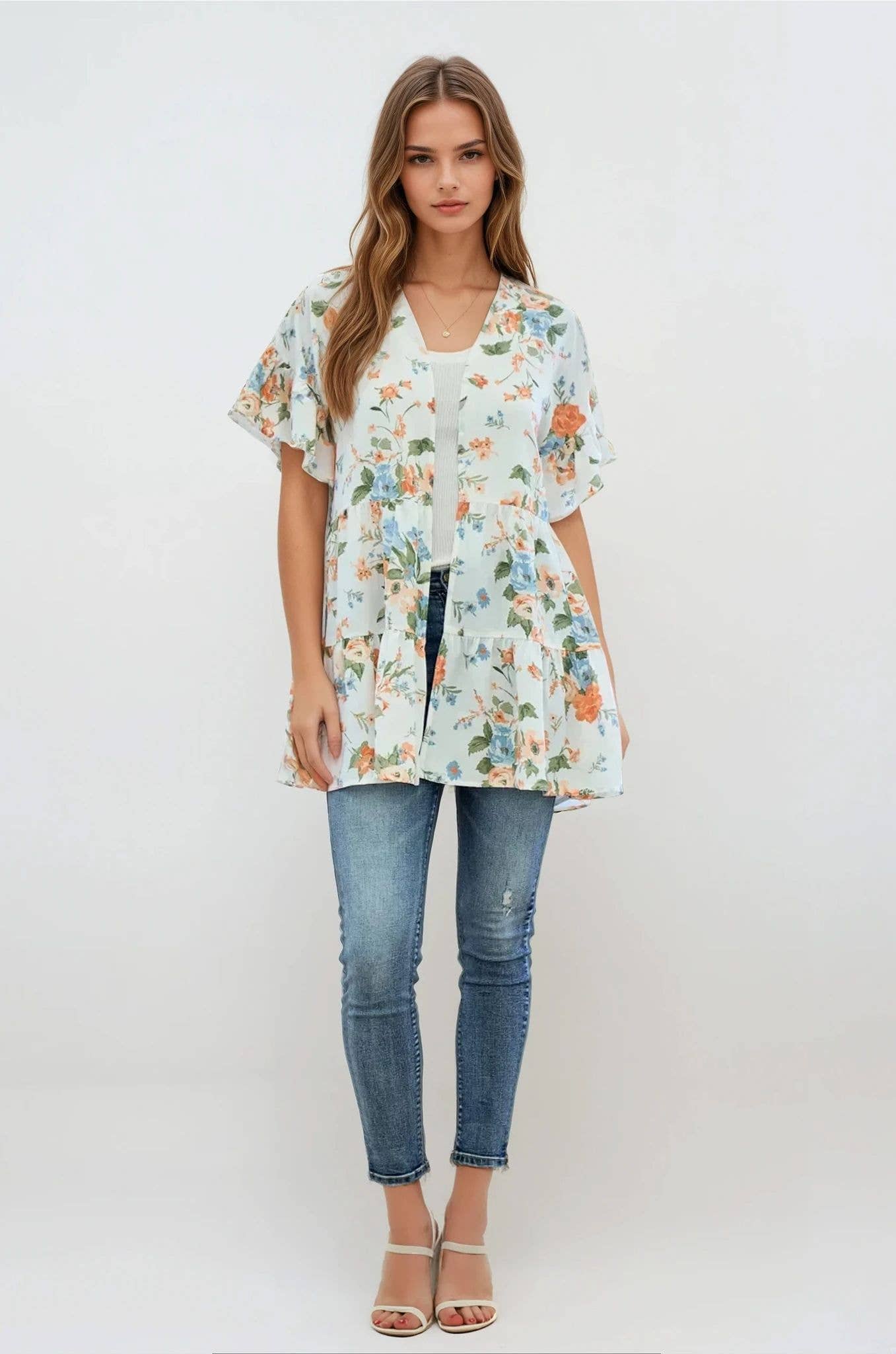 Tiered Floral Kimono