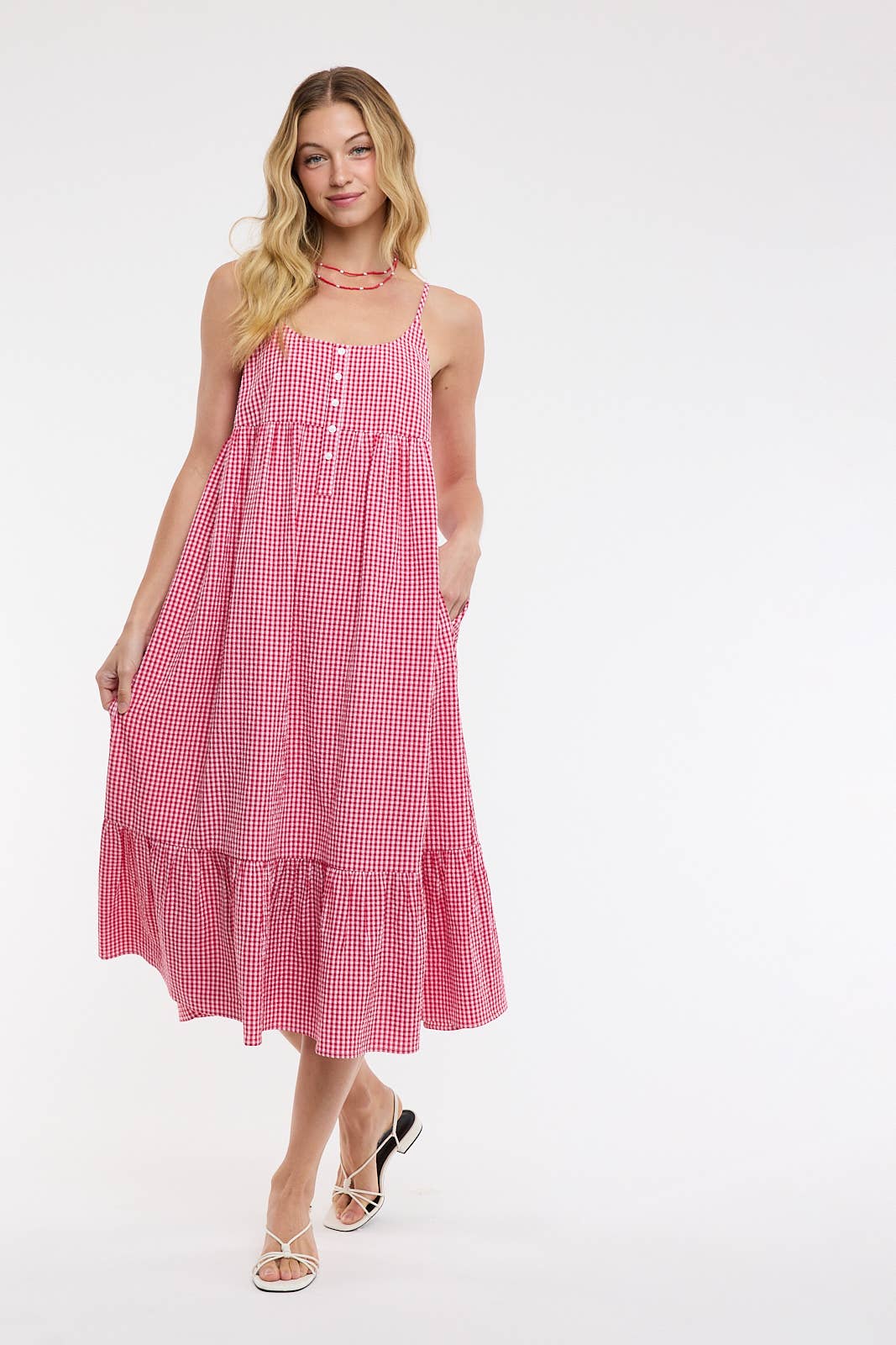 GINGHAM MIDI DRESS