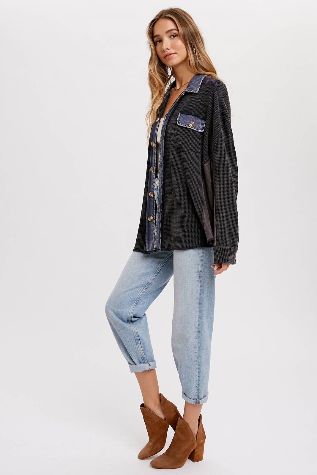 SLOUCHY WAFFLE KNIT JACKET