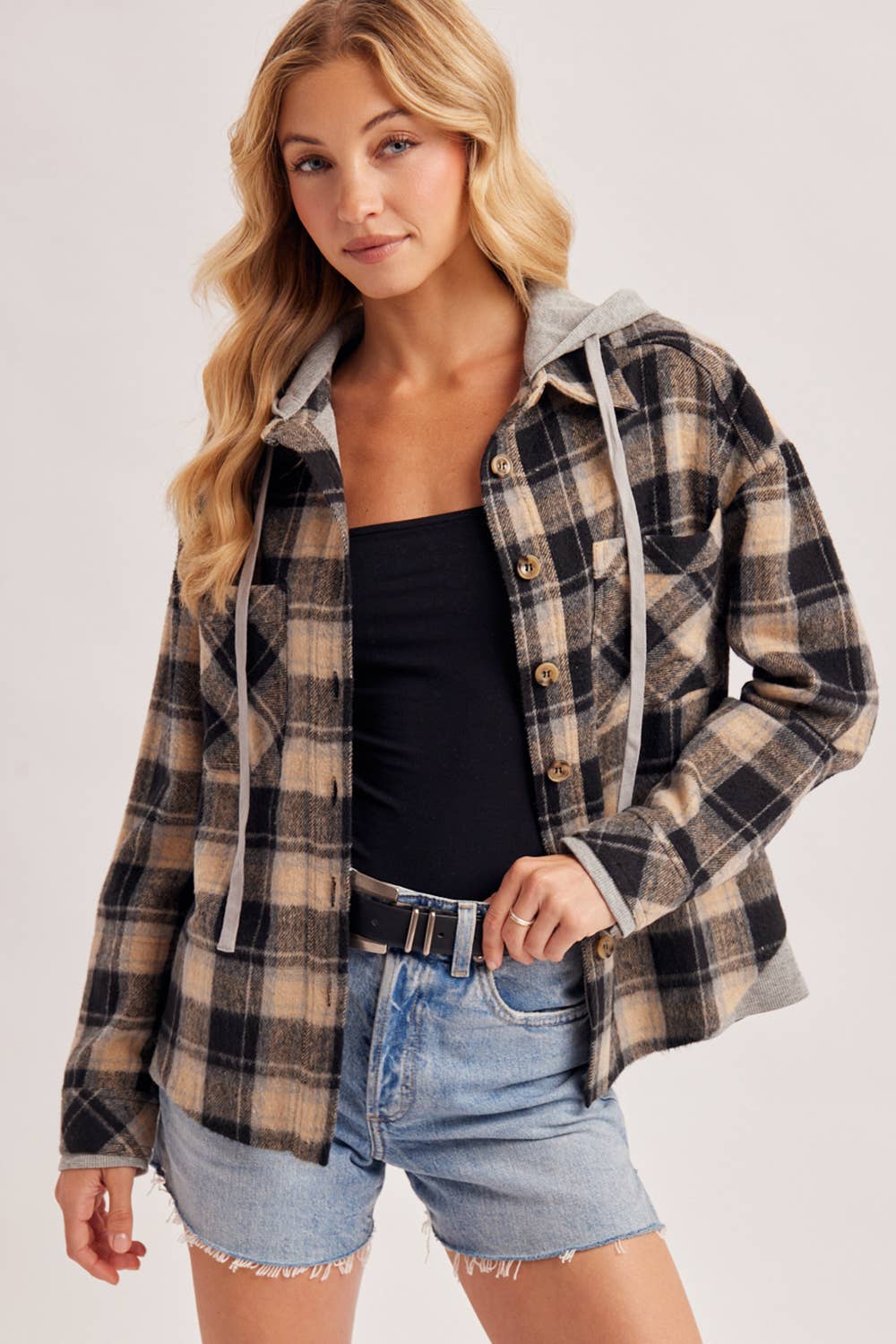 Plaid Hooded Shacket