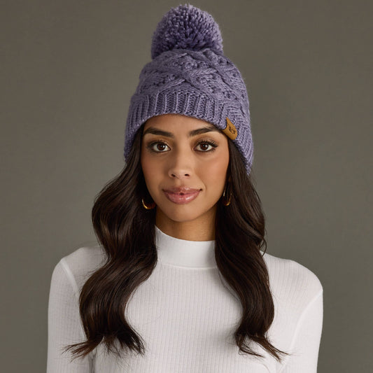 Periwinkle Knit Pom Hat