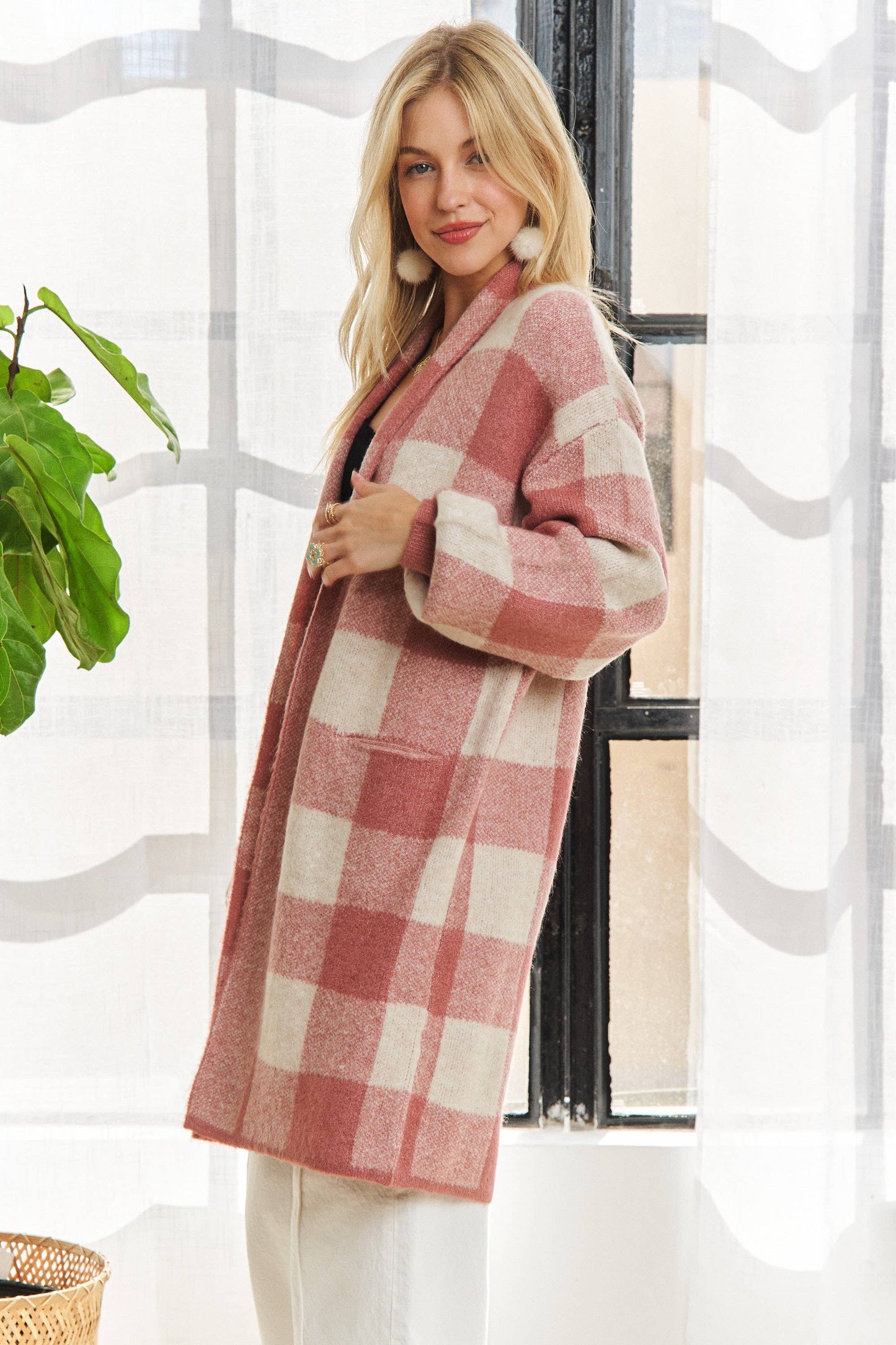 Checker Sweater Cardigan