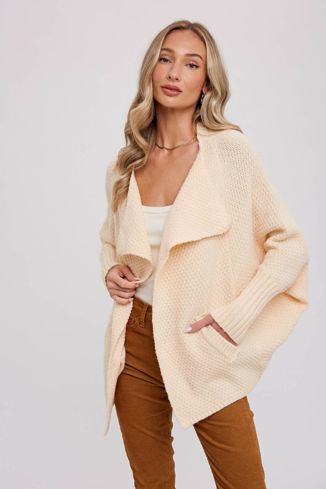 Waffle Cocoon Sweater Cardigan