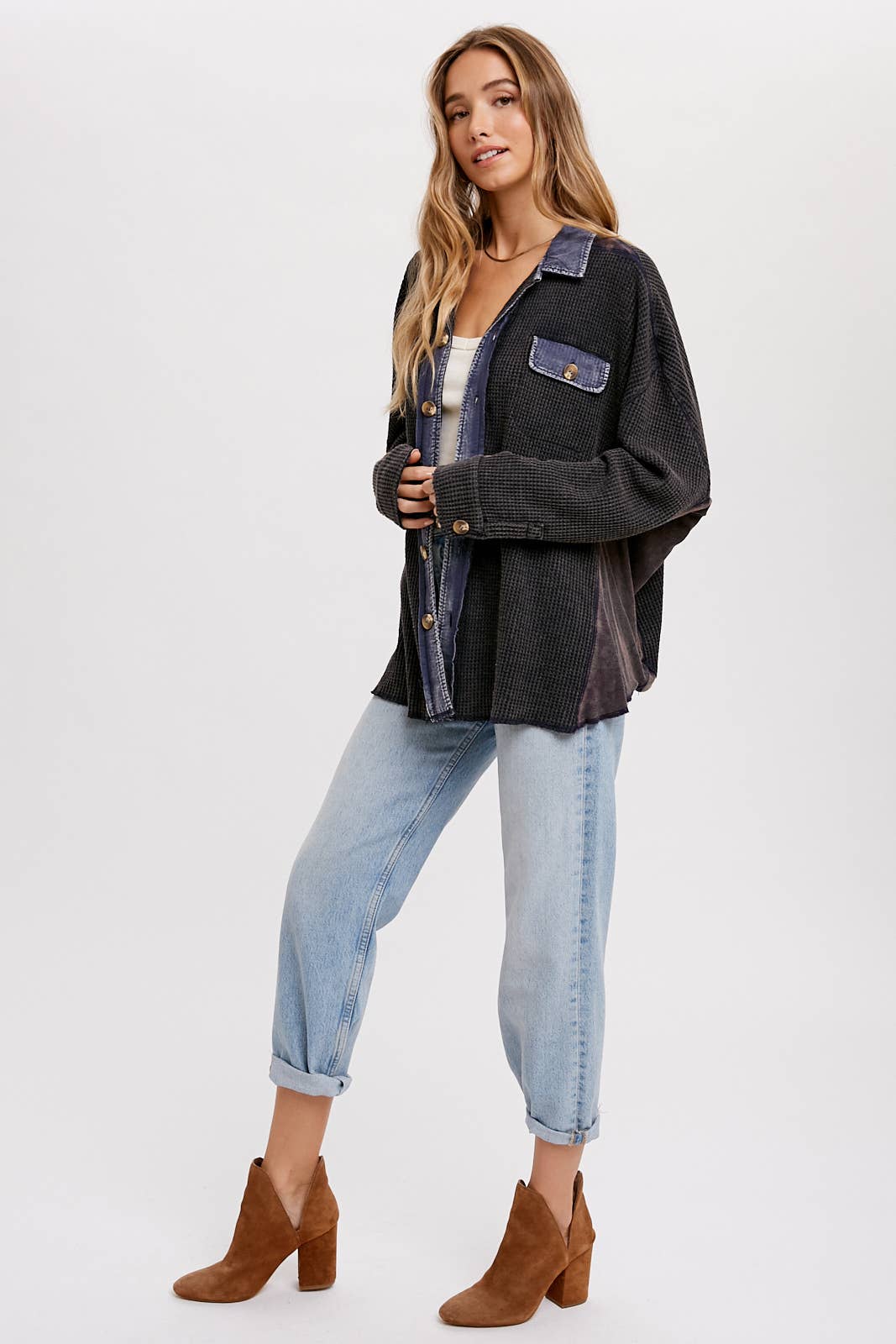 SLOUCHY WAFFLE KNIT JACKET