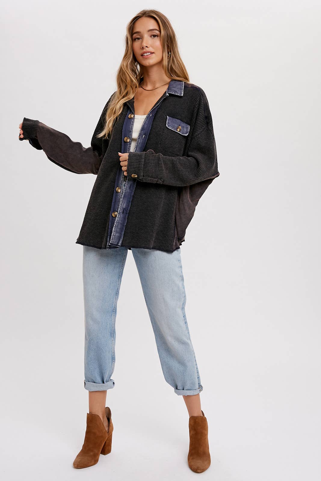 SLOUCHY WAFFLE KNIT JACKET