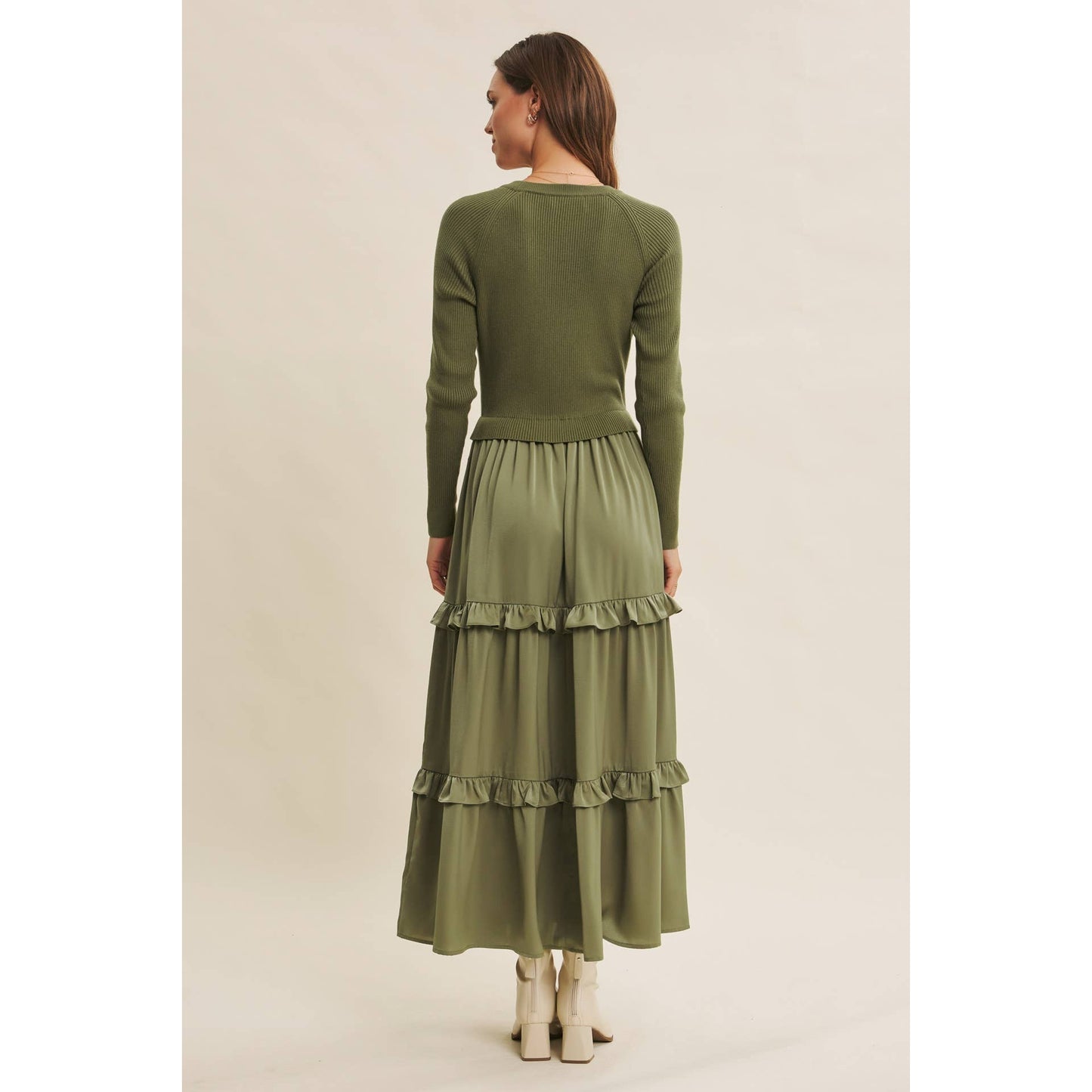 Sweater and Satin Maxi Dress