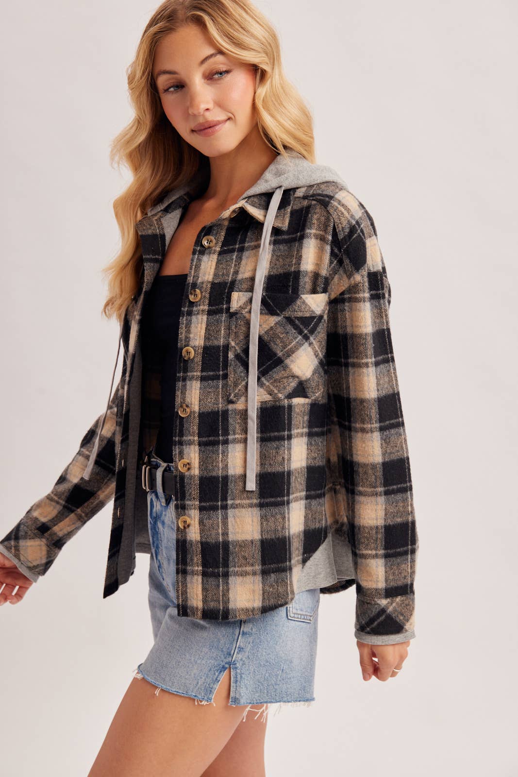 Plaid Hooded Shacket