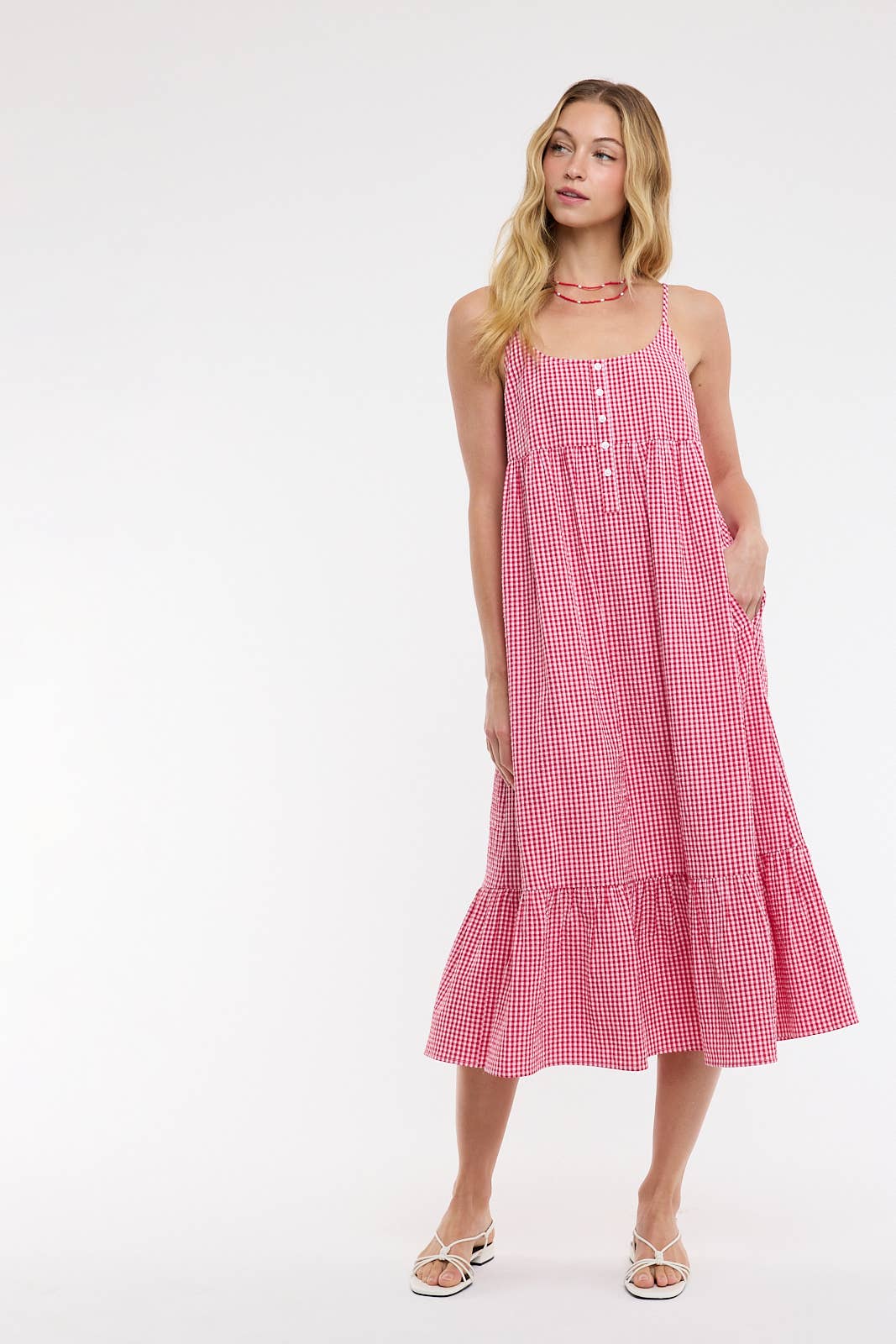 GINGHAM MIDI DRESS
