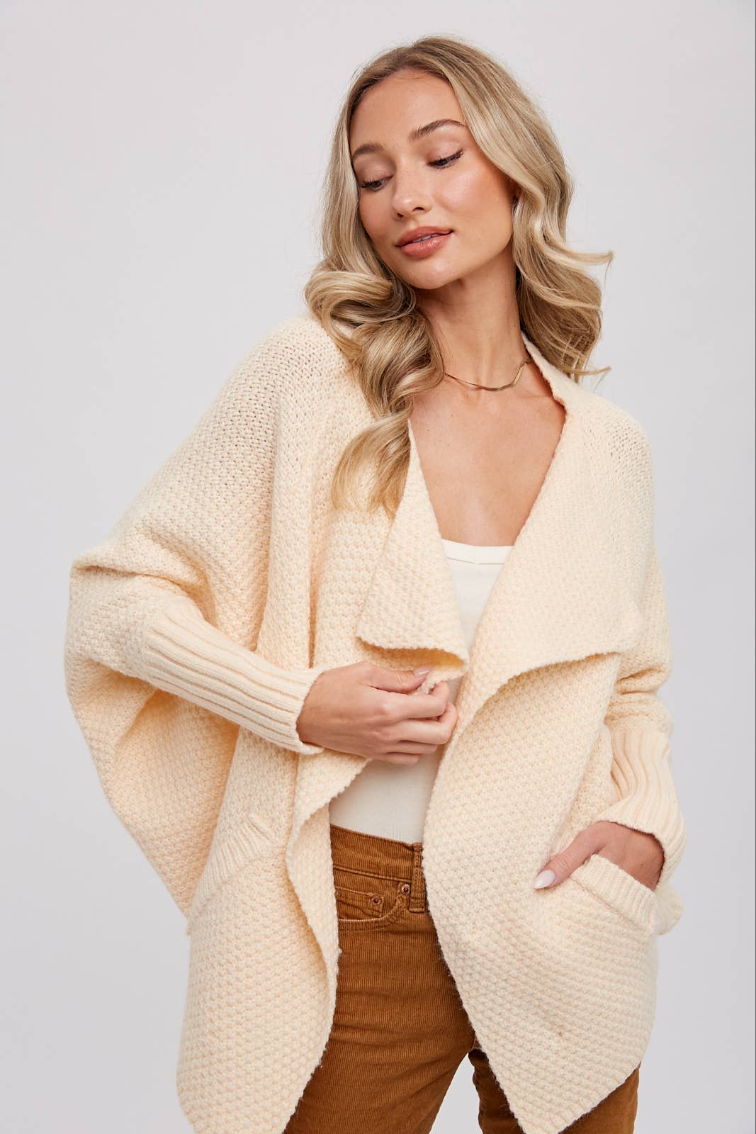Waffle Cocoon Sweater Cardigan