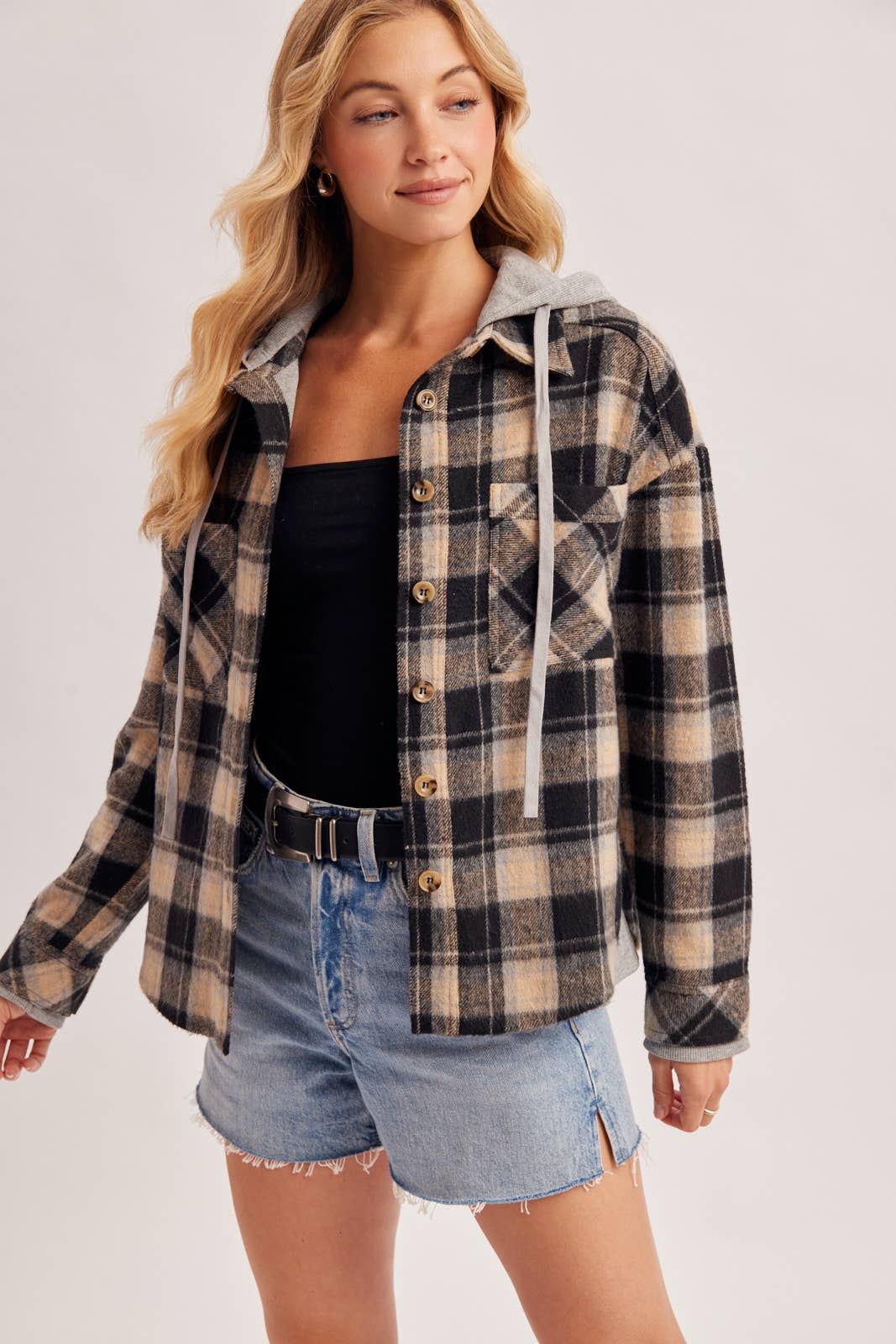 Plaid Hooded Shacket