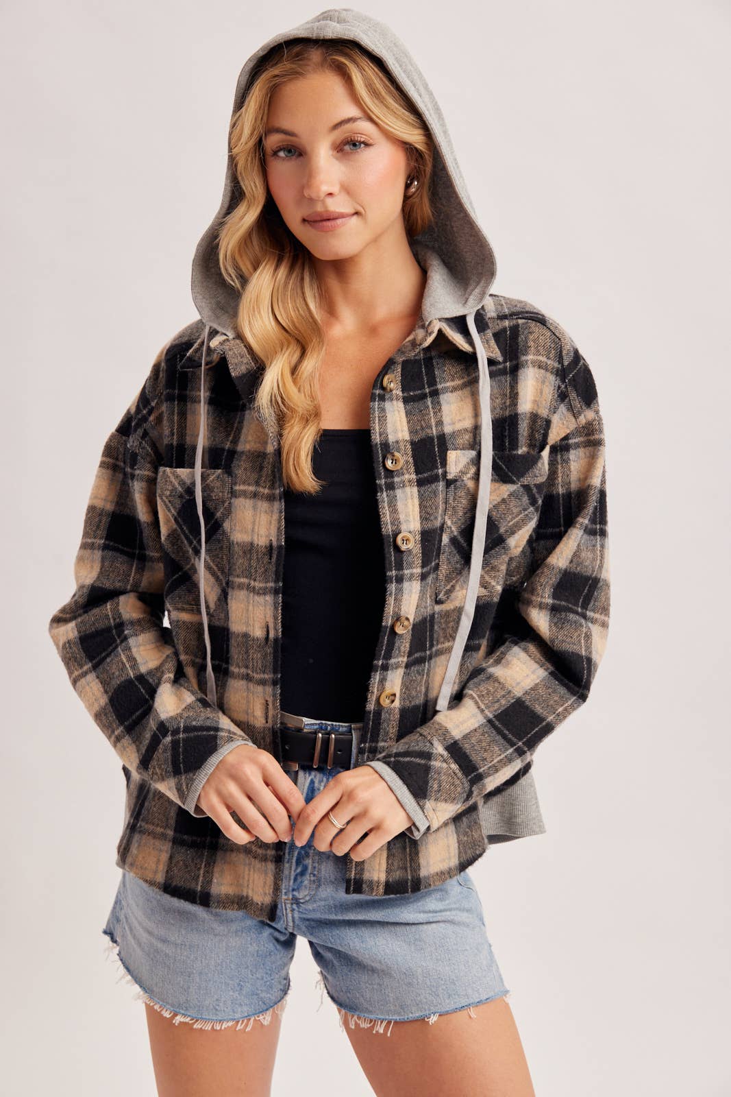 Plaid Hooded Shacket