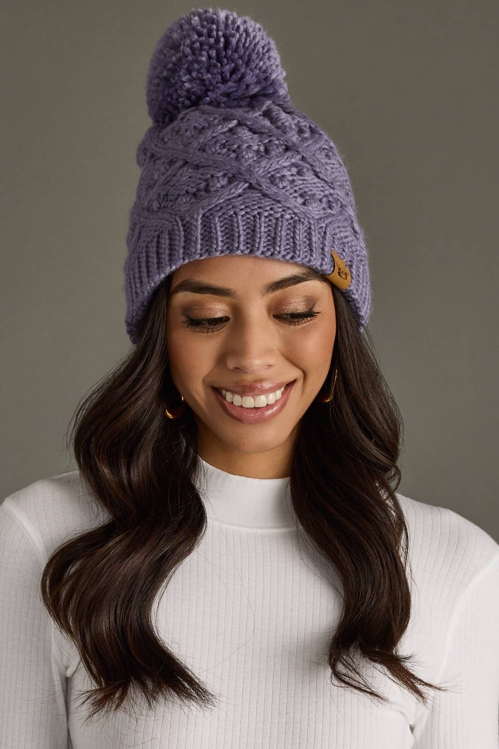 Periwinkle Knit Pom Hat