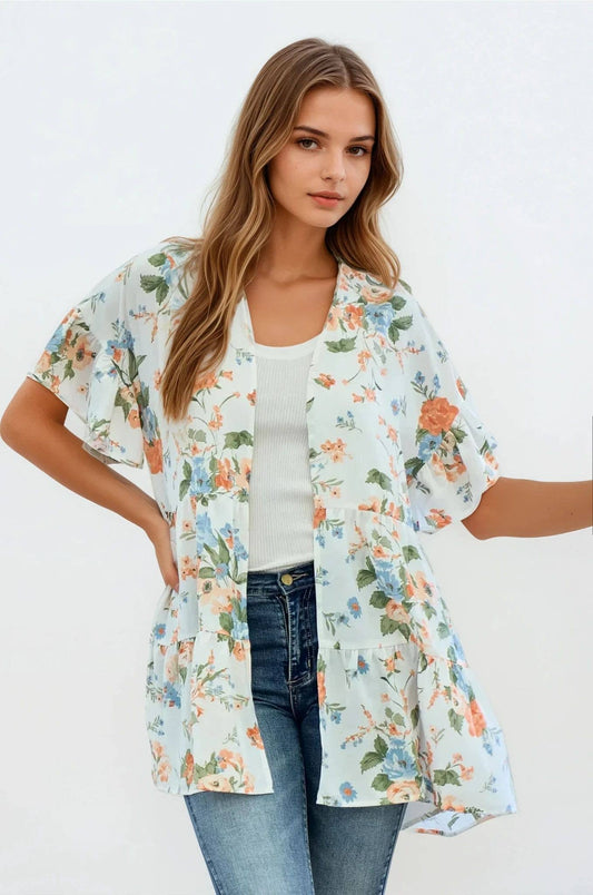 Tiered Floral Kimono