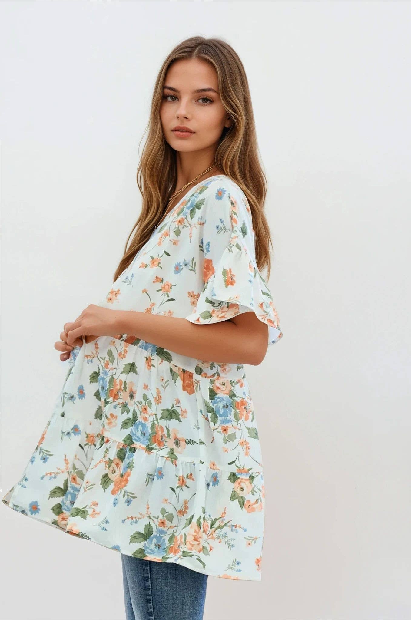 Tiered Floral Kimono