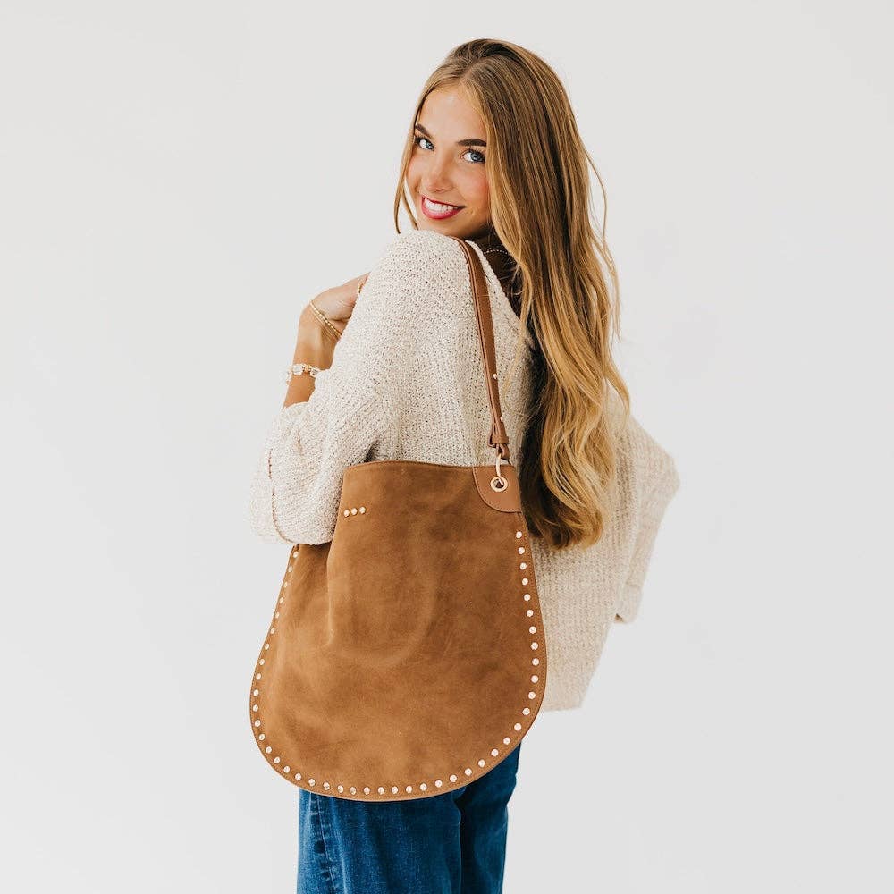 Rosalie Rivet Suede Hobo Bag