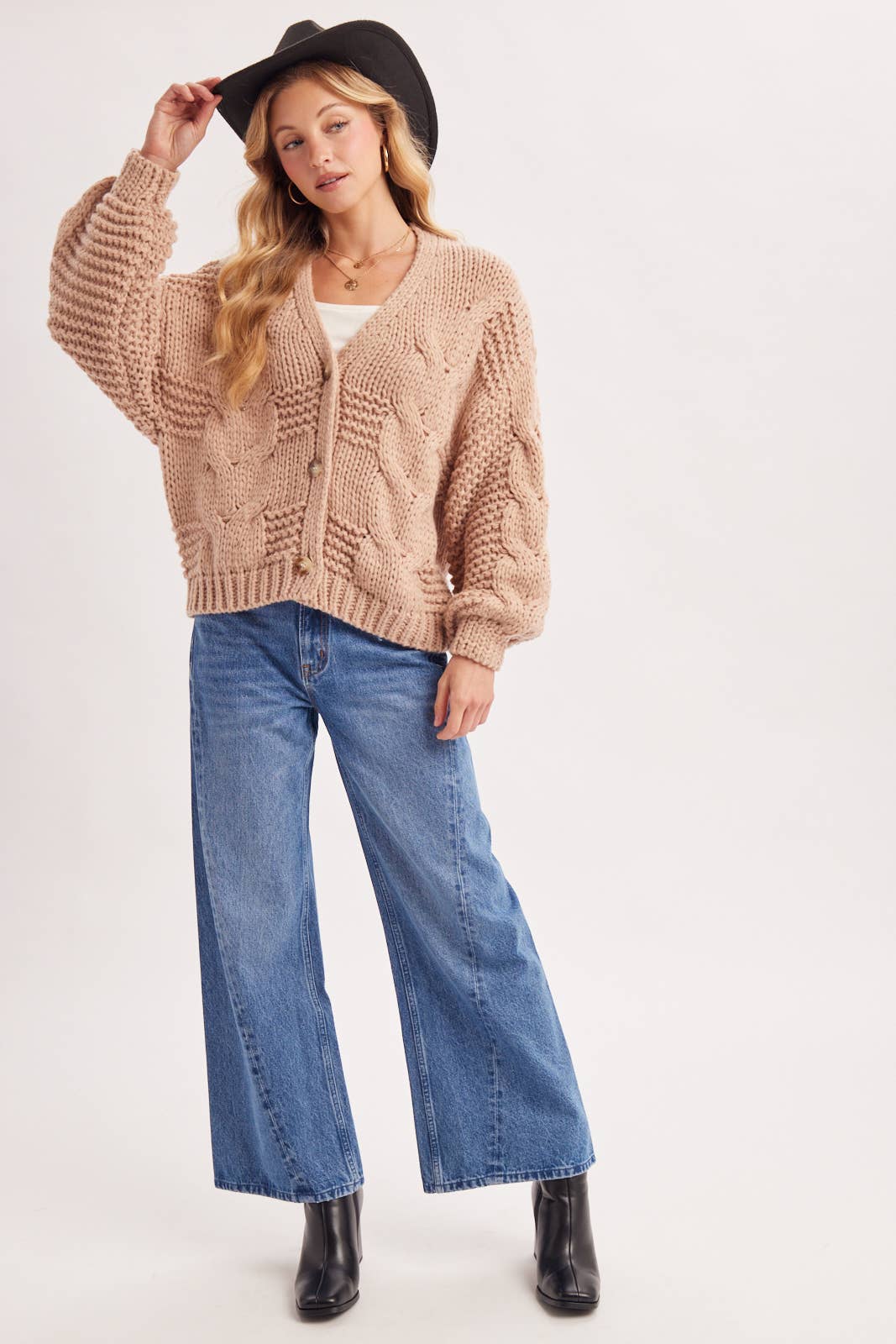 VINTAGE HIGH WAISTED SEAM FRONT WIDE LEG TROUSER DENIM JEANS