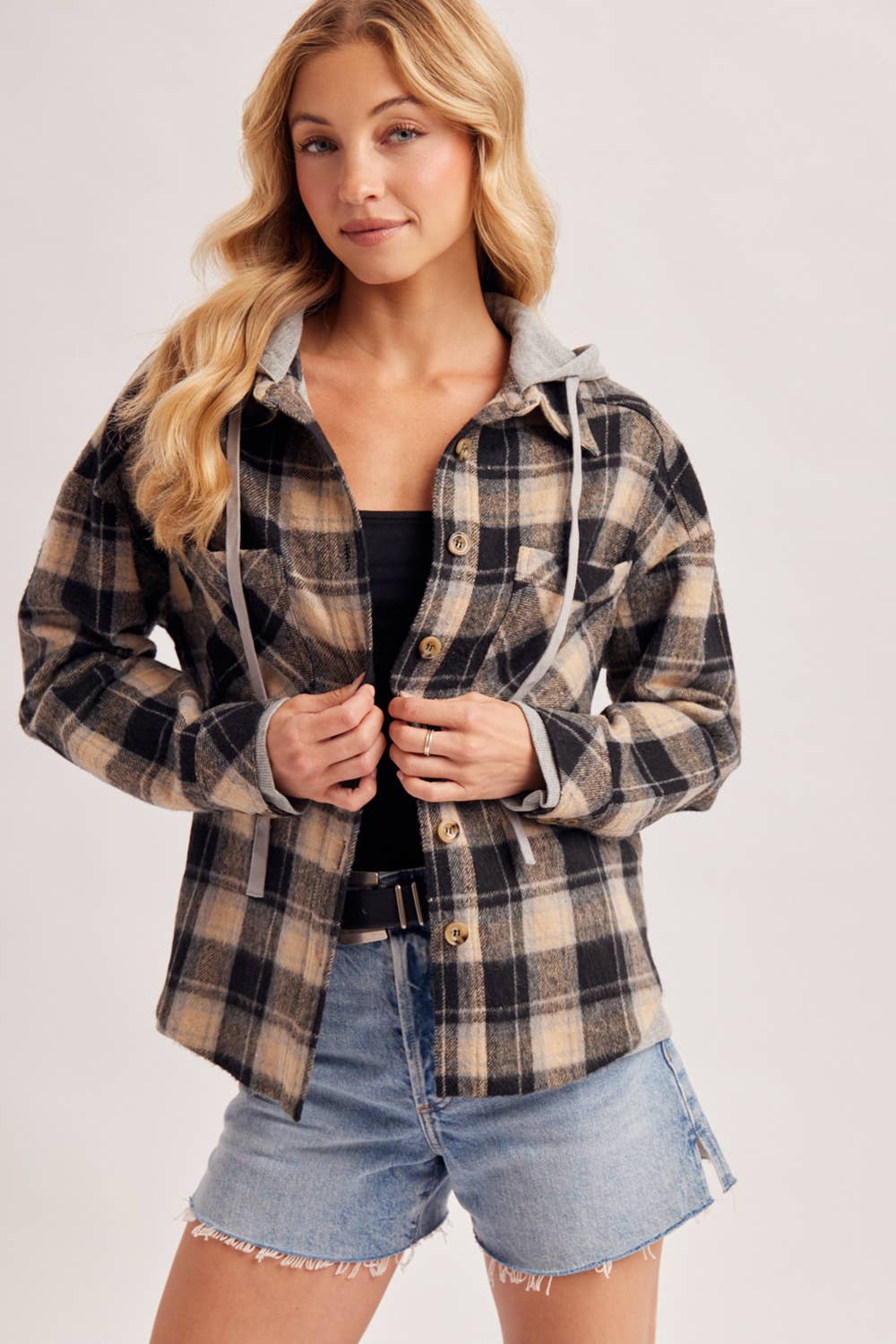 Plaid Hooded Shacket