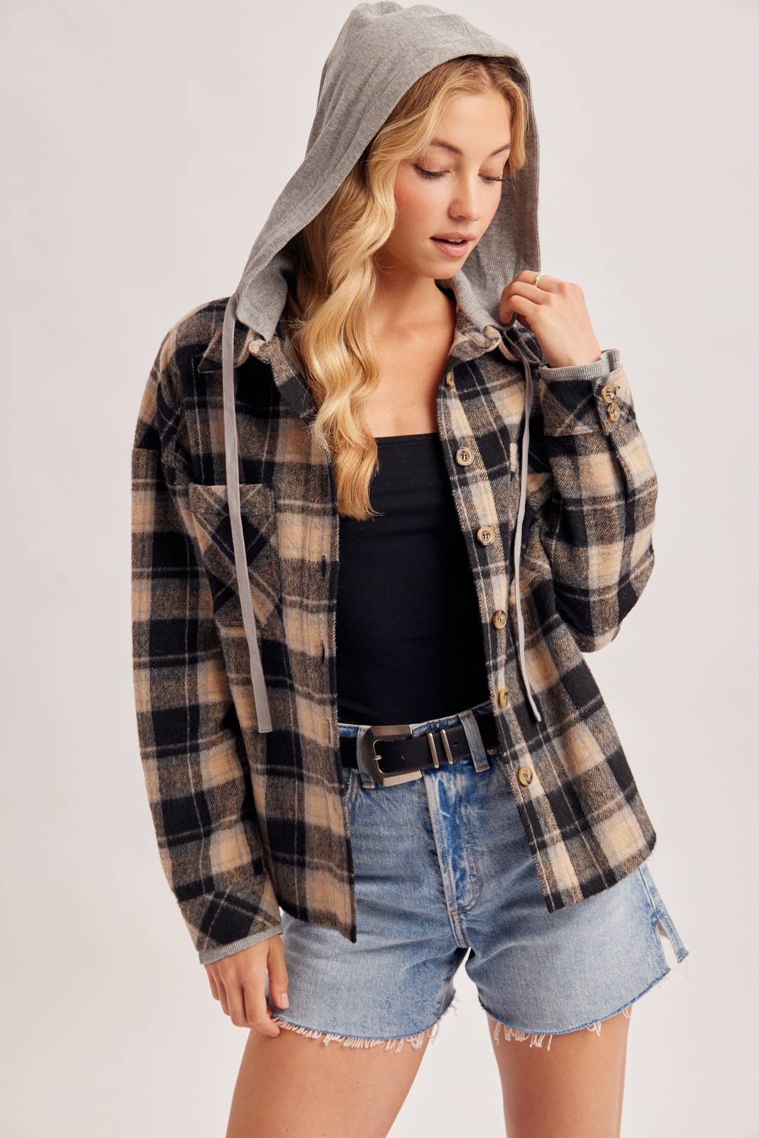 Plaid Hooded Shacket