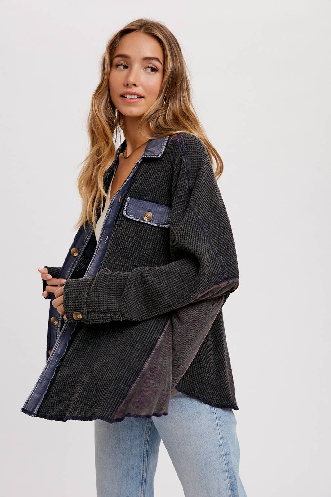 SLOUCHY WAFFLE KNIT JACKET