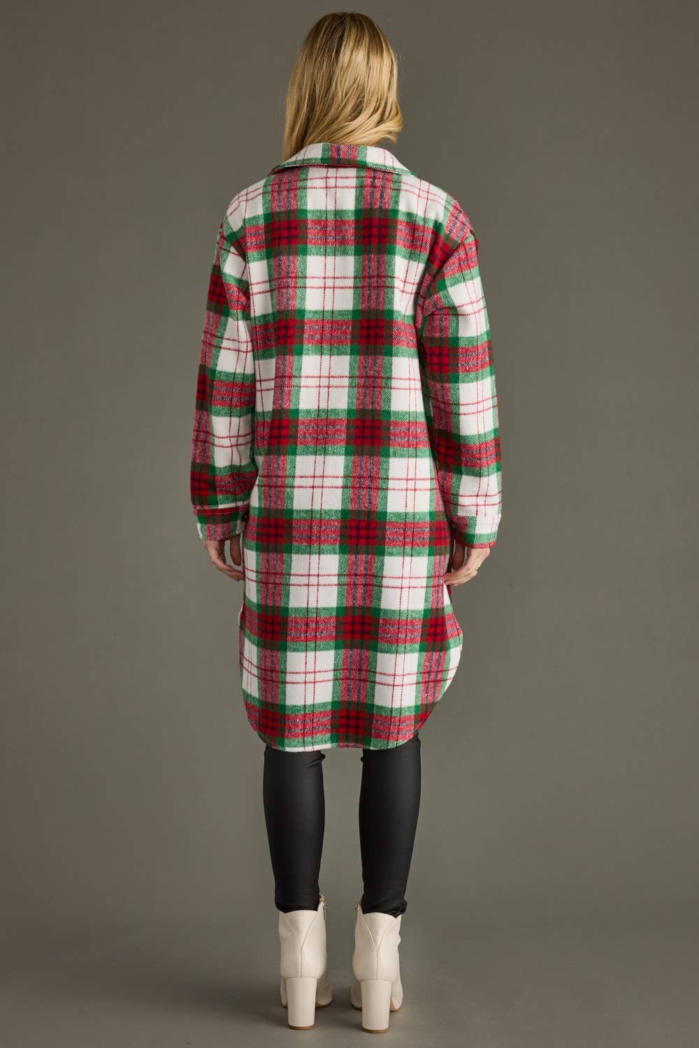 Red, Green & White Plaid Long Shacket