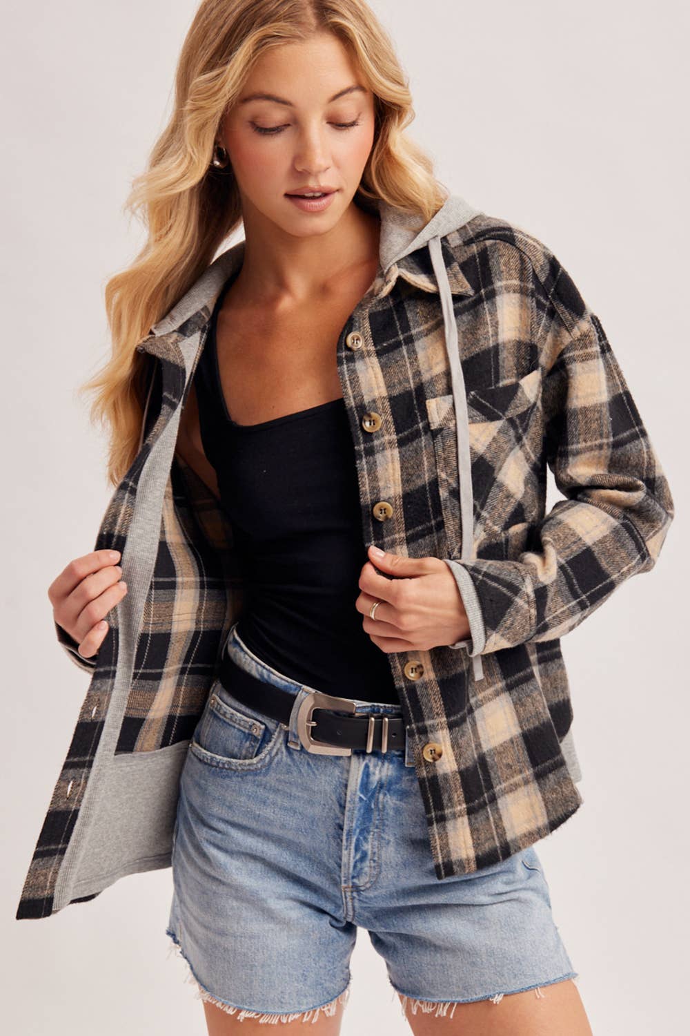Plaid Hooded Shacket