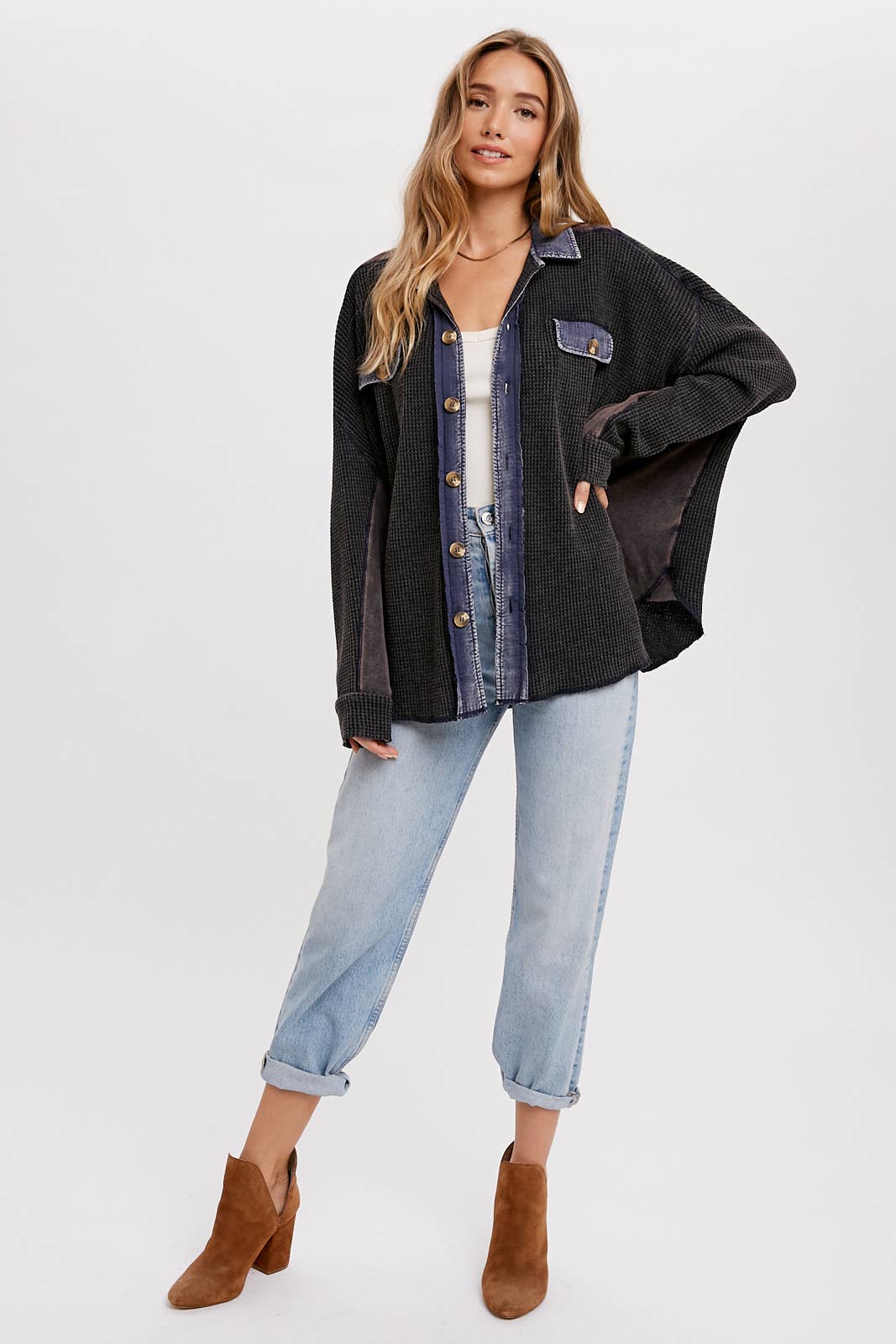 SLOUCHY WAFFLE KNIT JACKET