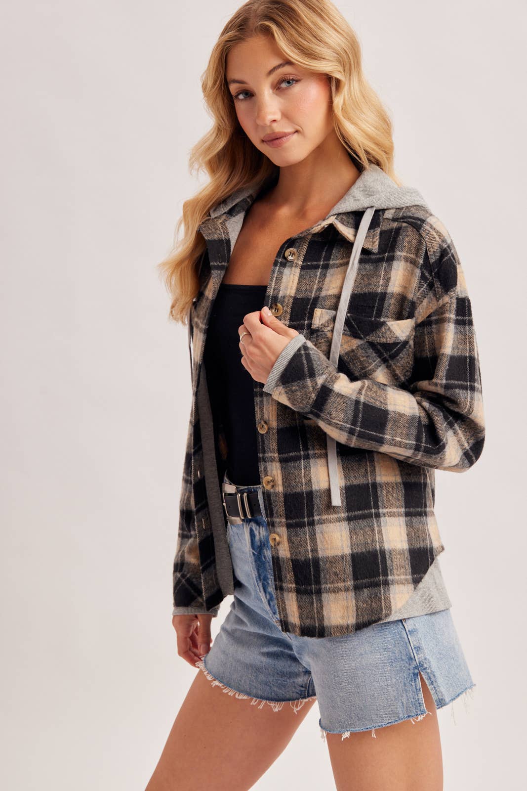 Plaid Hooded Shacket